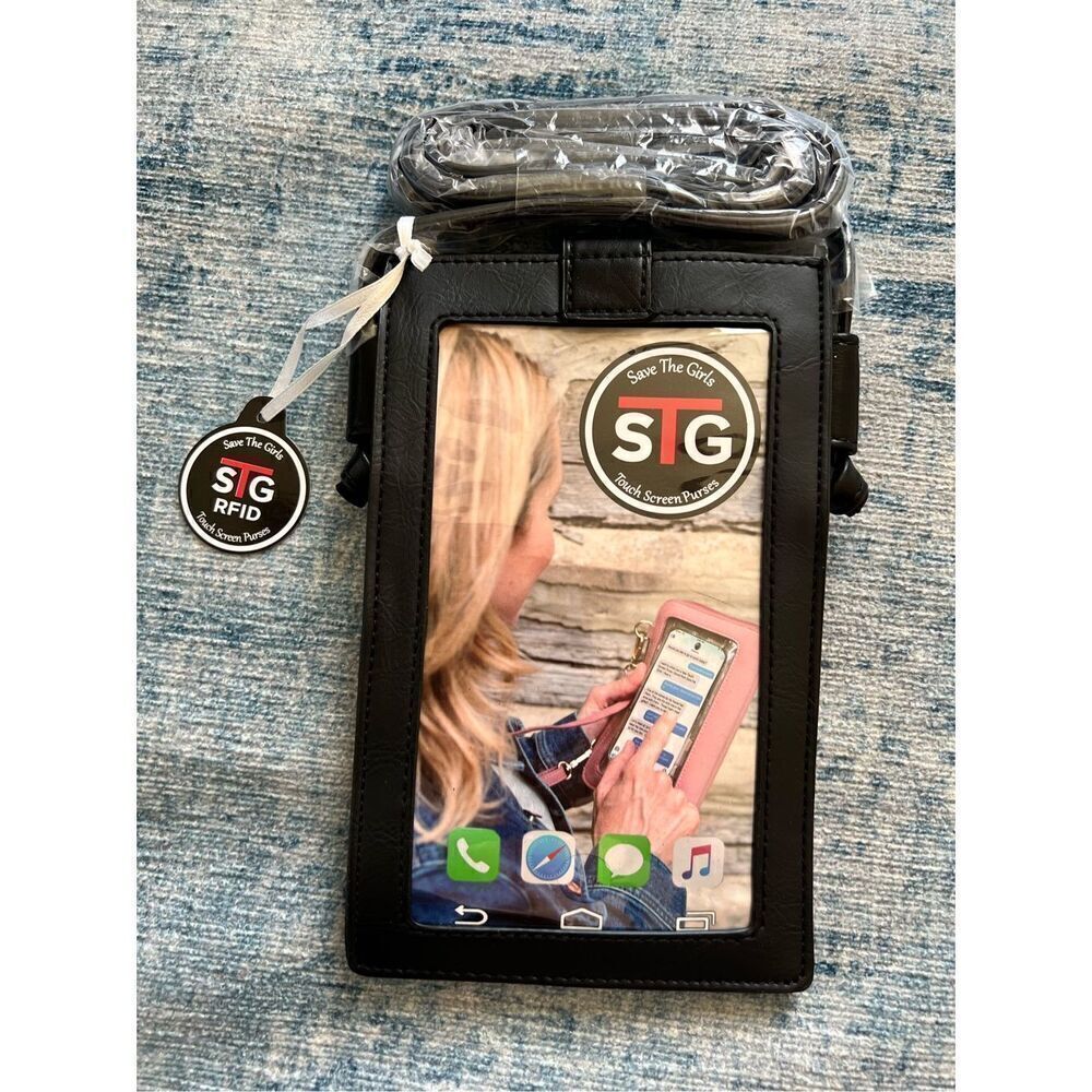 NWT! Save The Girls Black Fresh Twist Touch Screen Purse Bag